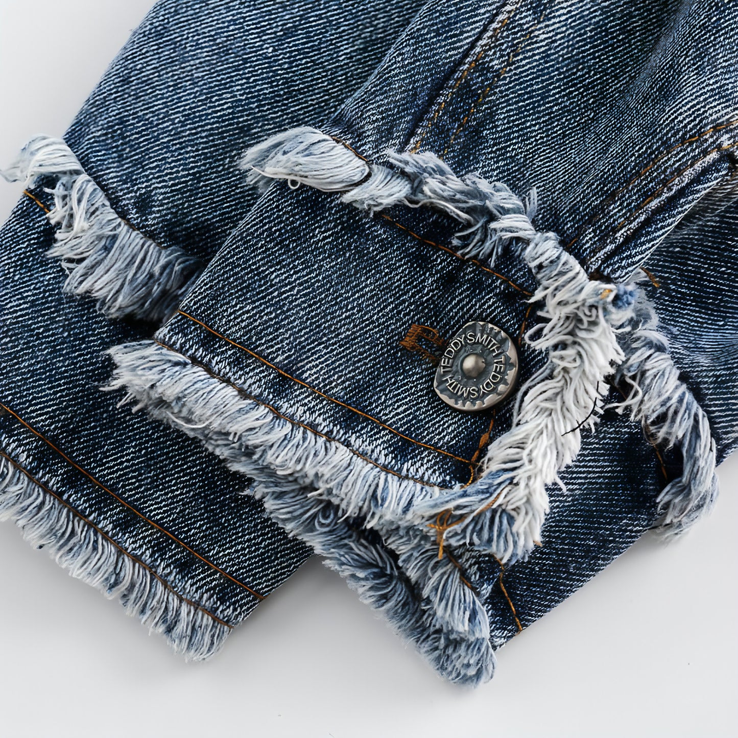 1. National Style Burrs Stitching Washed Denim Jacket