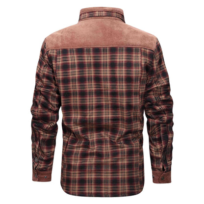 Thickened Jacket With Classic Plaid Fuzzy Fleece Lining Inside Design