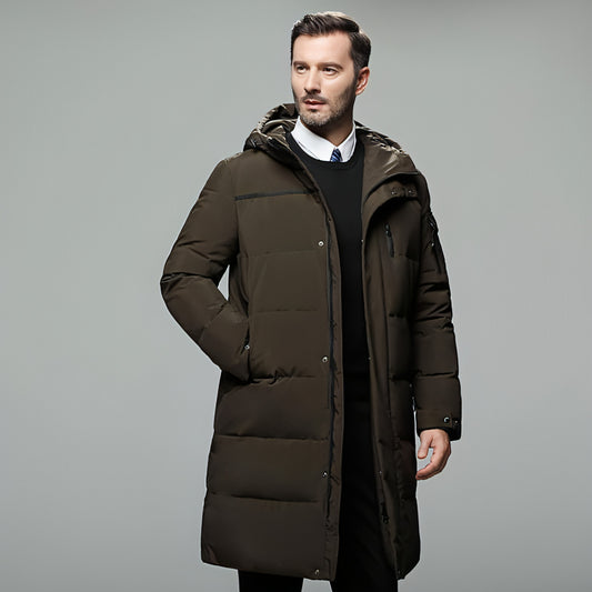 Long padded down jacket for men