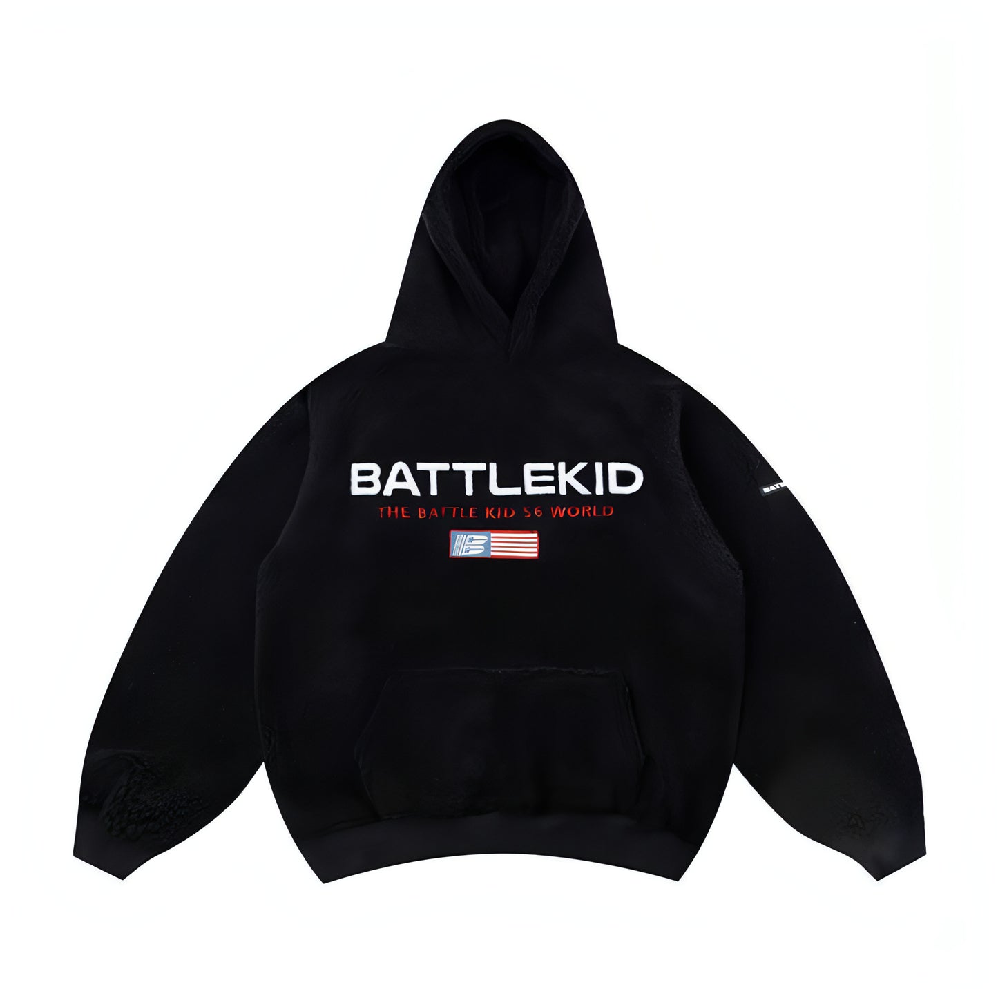 BATTLEKID - Lamb Wool Alphabet Embroidery Hooded Sweater Men