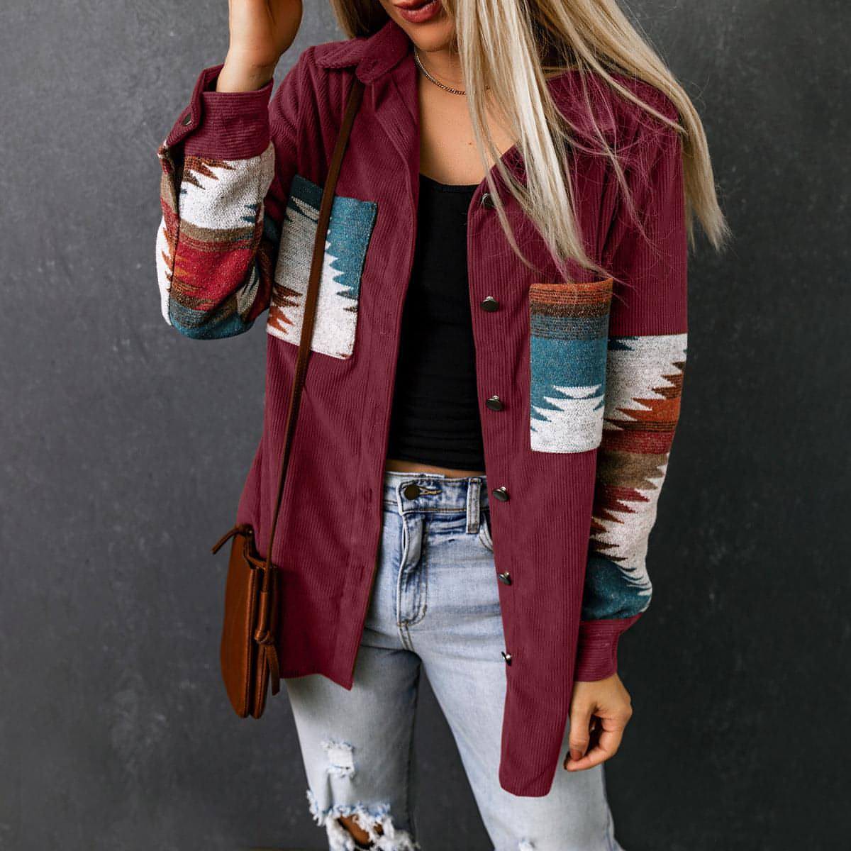 Women's Corduroy Casual Cardigan Coat Jacket