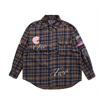 Fashion Brand Plaid Long Sleeve DressShirt Coat Jacket Men & Women