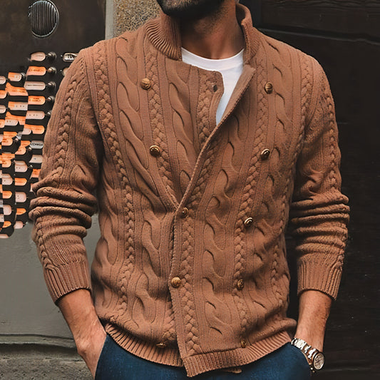 Langarm Zweireihiger Cardigan Pullover Mantel Herren