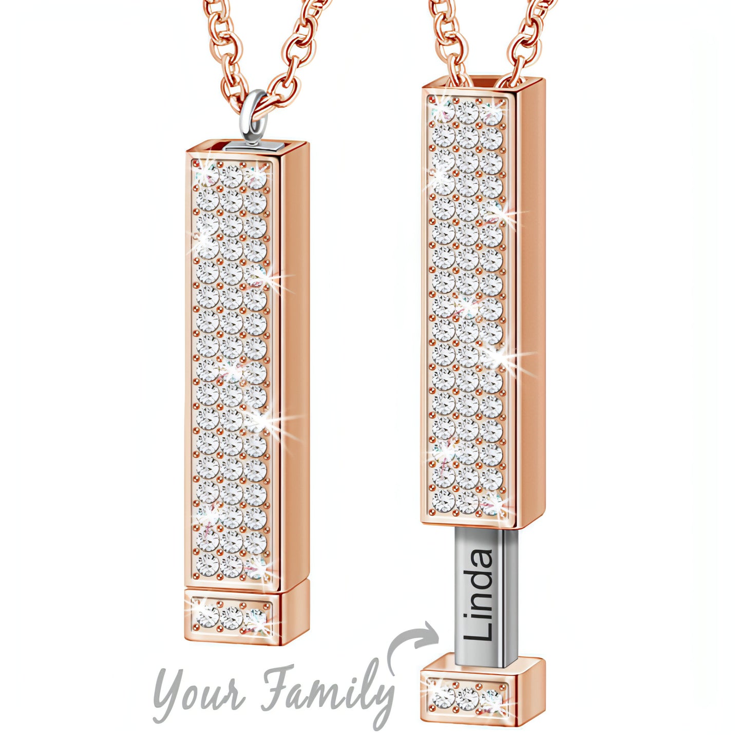 Retractable Three-dimensional Rod Pendant DIY Customized Name Diamond Necklace