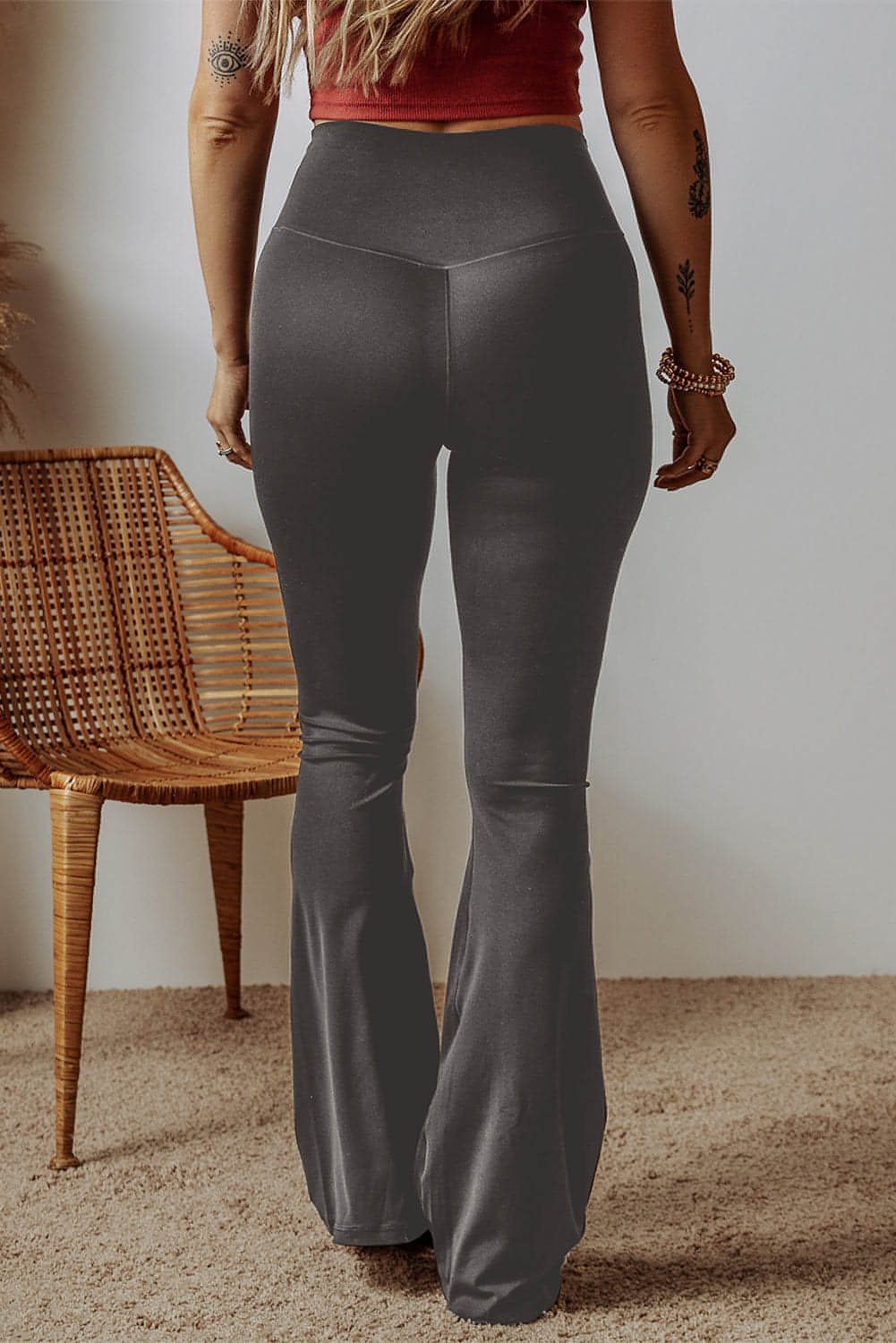 Leggings de cintura alta cinza escuro em forma alta