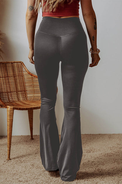 Forma a V grigio scuro I leggings svasati con vita alta