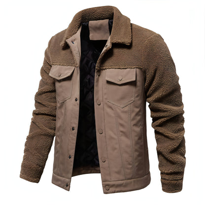 Men's New Jacket Fashion Casual Patchwork Lamb Wool Coat