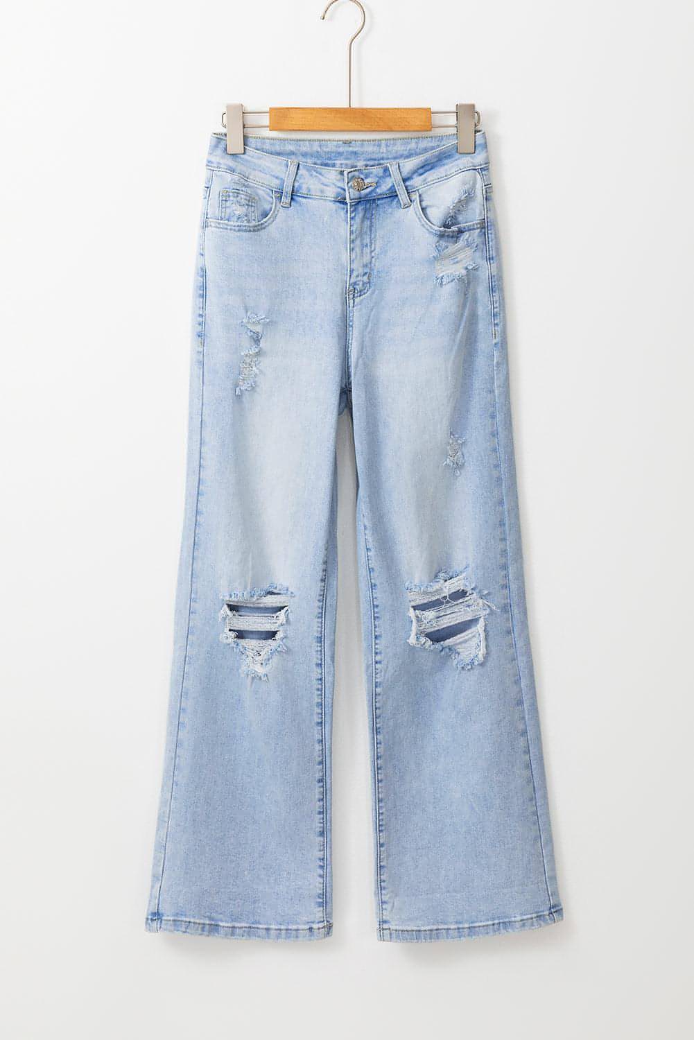 Beau blauwe vintage licht gewassen flare jeans