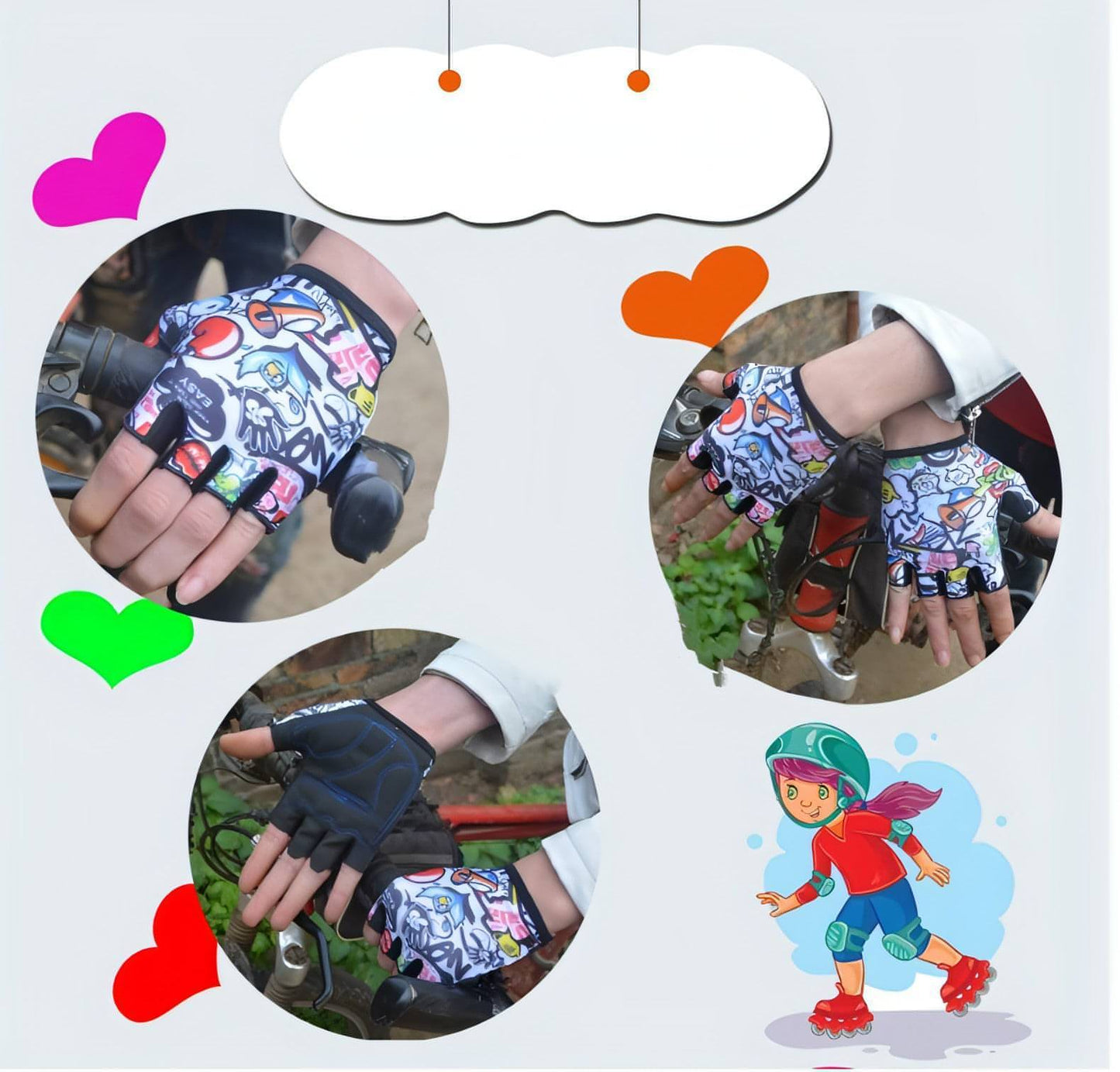 Children's Mountain Bike Riding Half-finger Roller Skating Gloves