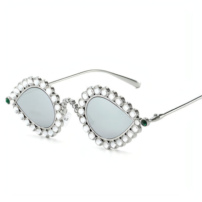 Z. Metal Small Frame Diamond Sun Glasses Accessories