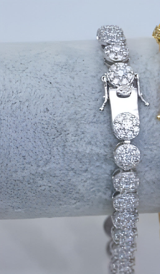 Hip Hop 925 Silver Tennis Chain Moissanite Bracelet