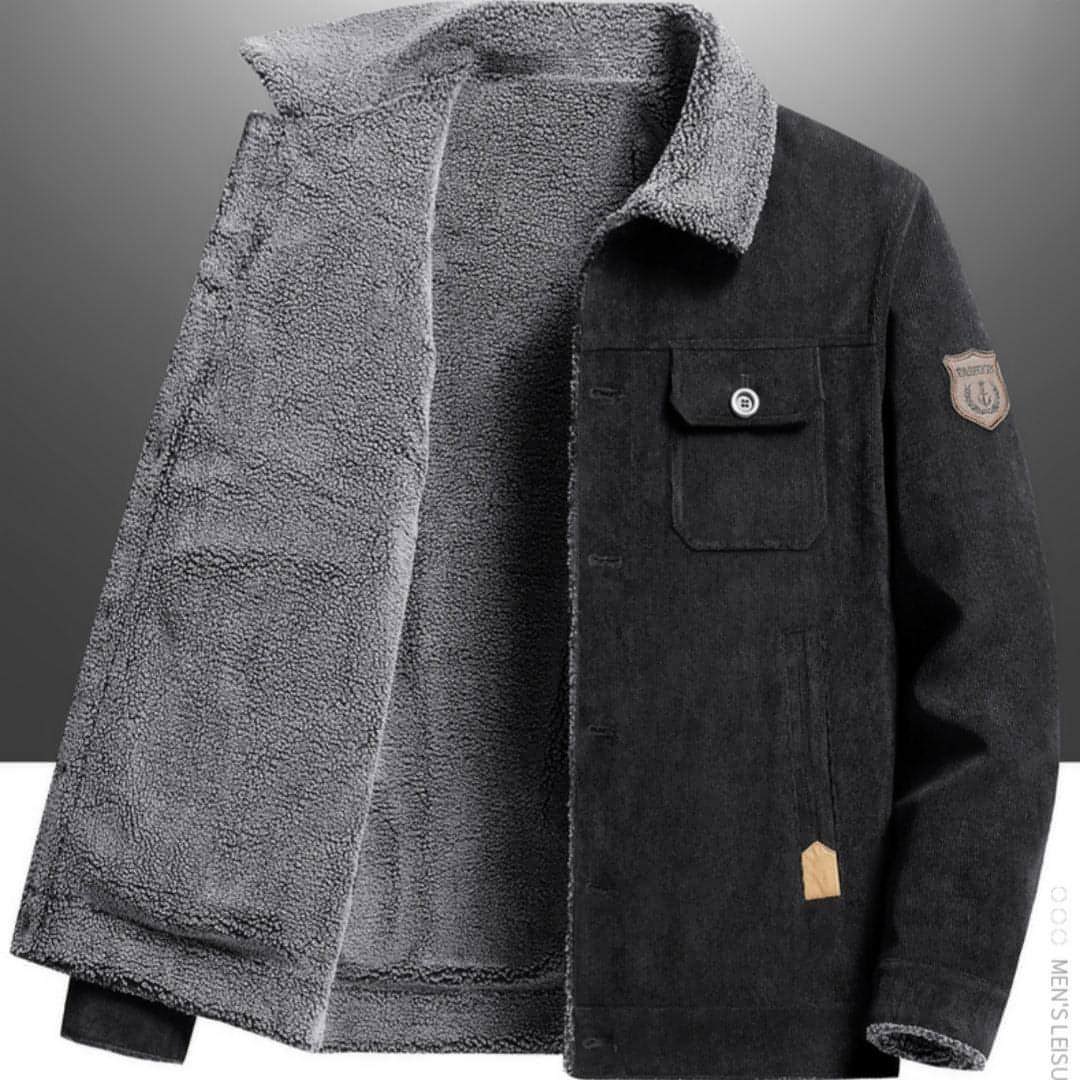 A.1 Herren Fleece-gefütterte Baumwolle Casual Jacke Mantel Lammwolle