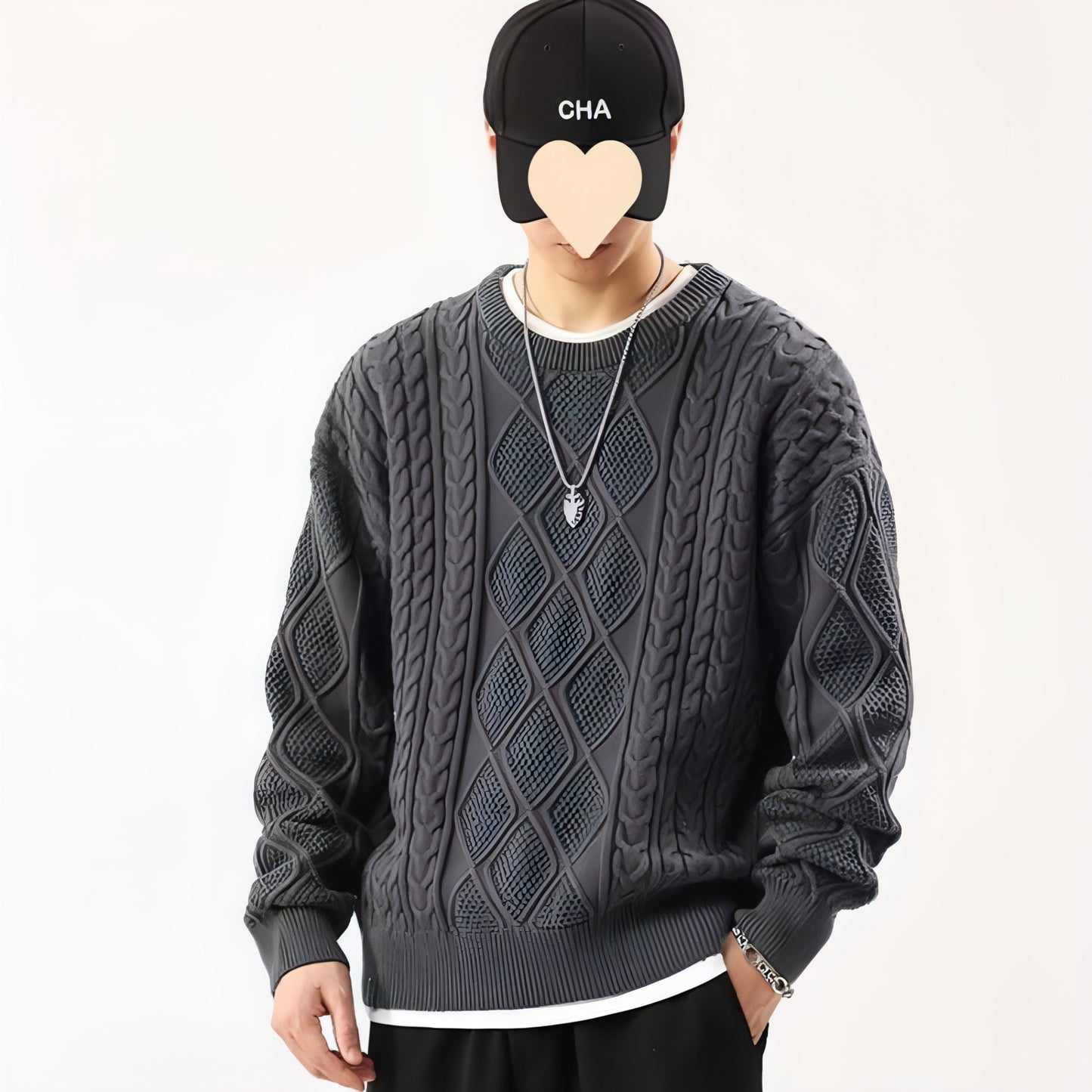 A1. Round Neck Sweater Men's Loose Sweater