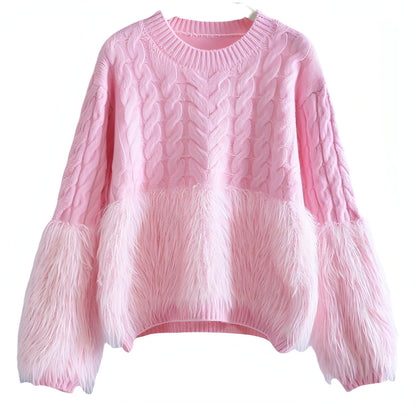 Cable-knit Sweater Women's Design Sense Loose