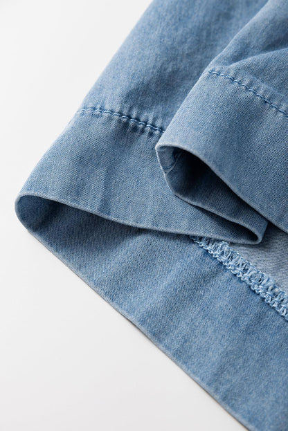 Beau Blue Mineral Wash Button Fly Midje Jeans med brede ben