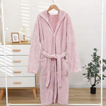 Thicken And Lengthen Coral Fleece Bathrobe Plus Size Pajamas Homewear