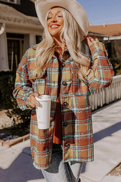 Loose Plaid Coat Women's Fashionable Outerwear Long-sleeved Top jacket