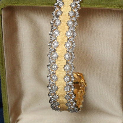 925 Silver Textured Gold Craft Hollow Vintage Bracelet