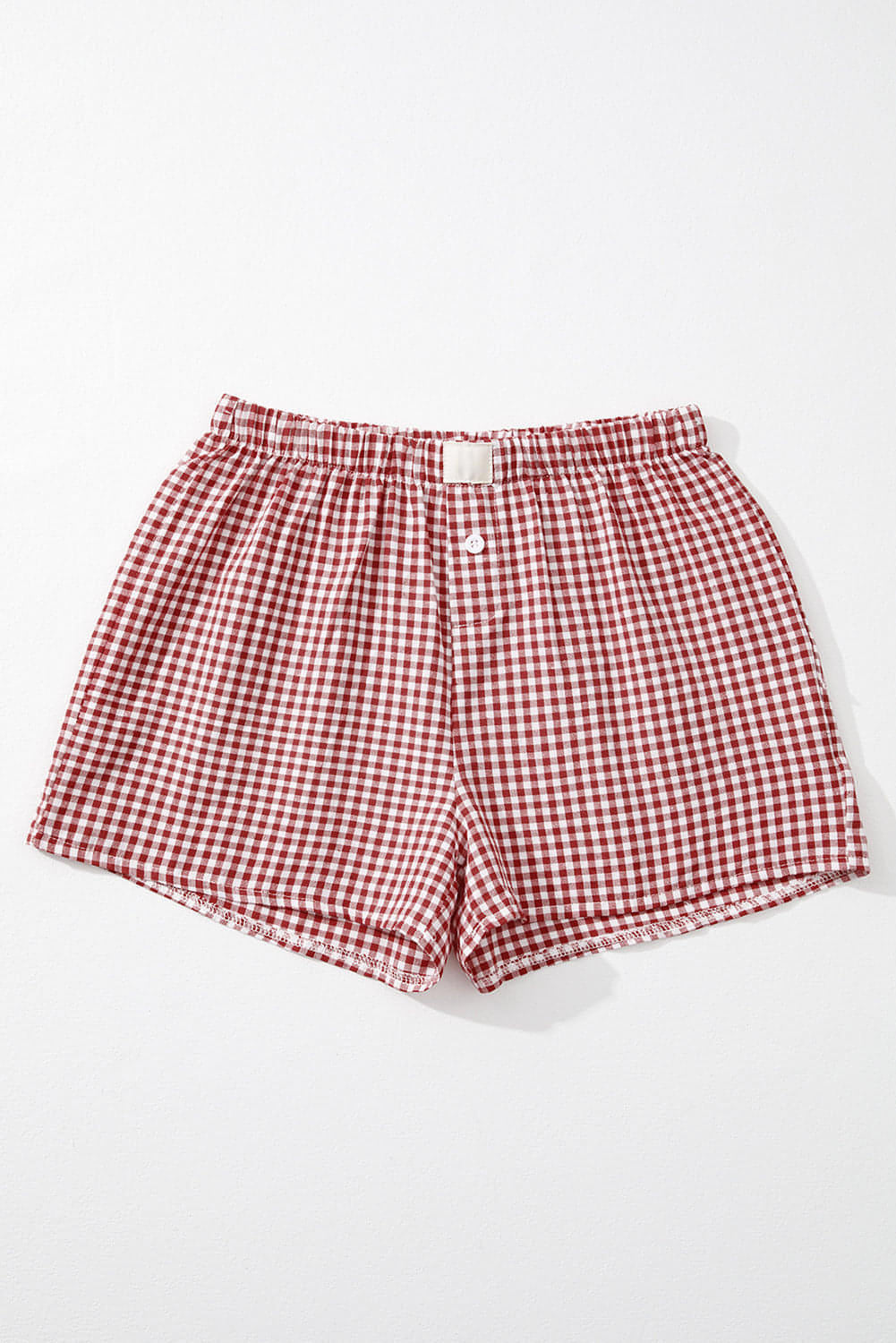 Red Plaid Gingham tryckt höga midjeshorts