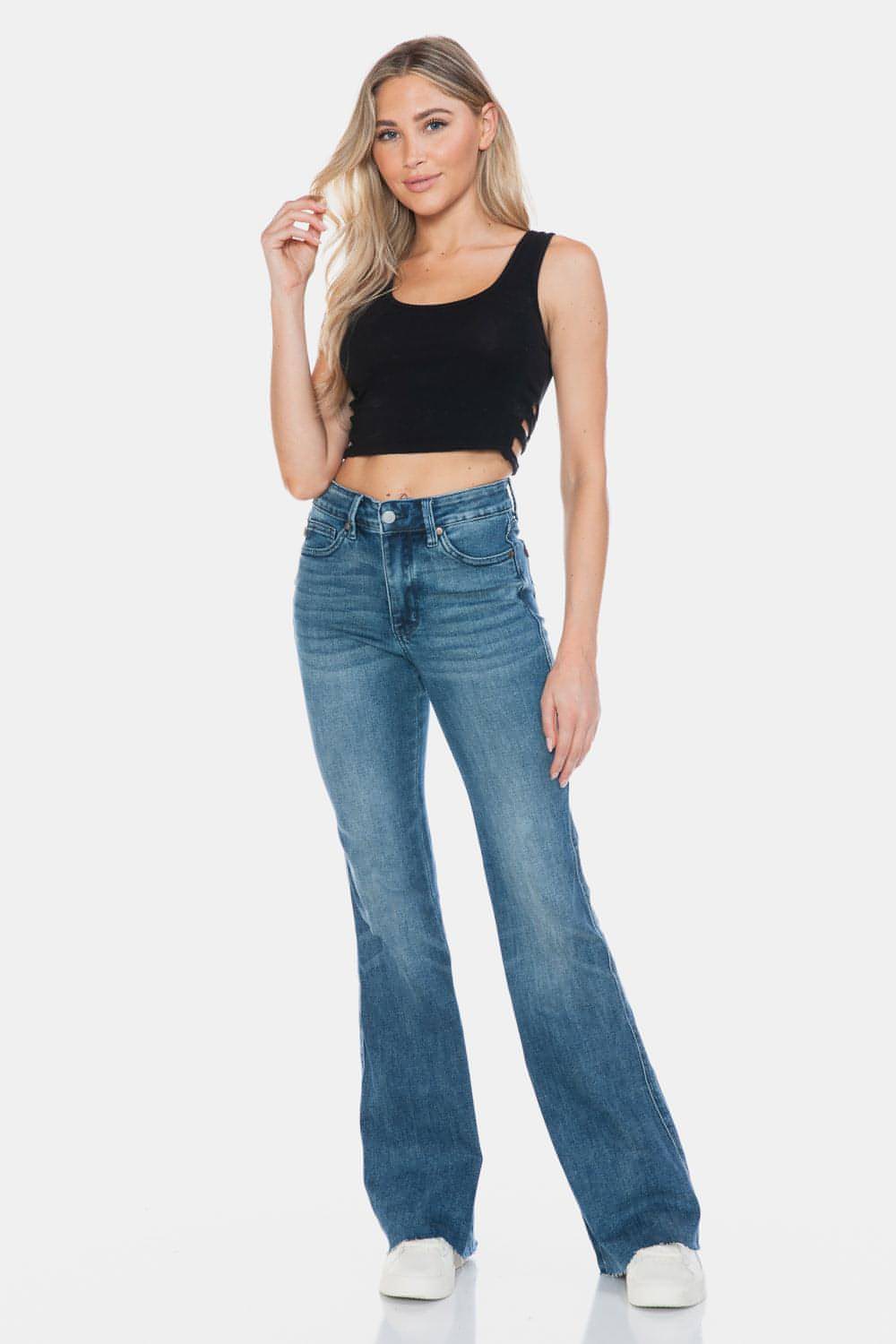 Judy Blue Tam Boy Karın Kontrol Kesim Hem Flare Jeans