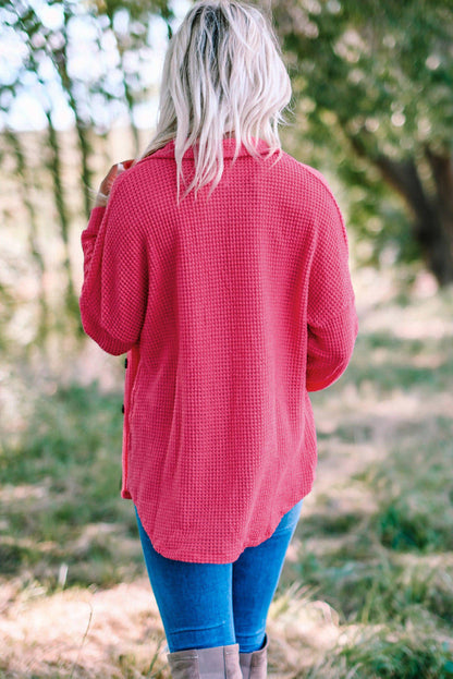 Camisa informal con botones y tejido gofre en color rosa