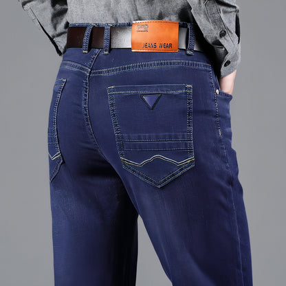 Pantalones vaqueros ajustados de pierna recta y elásticos para hombre