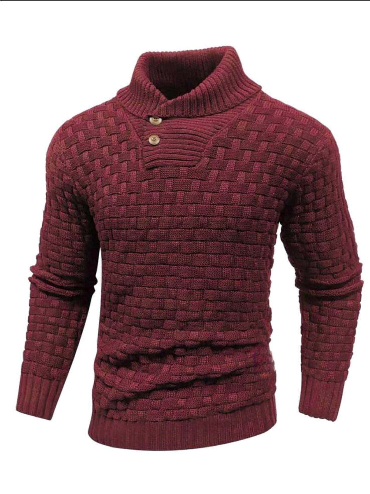 Chic Buttoned Slim Turtleneck Sweater for Men