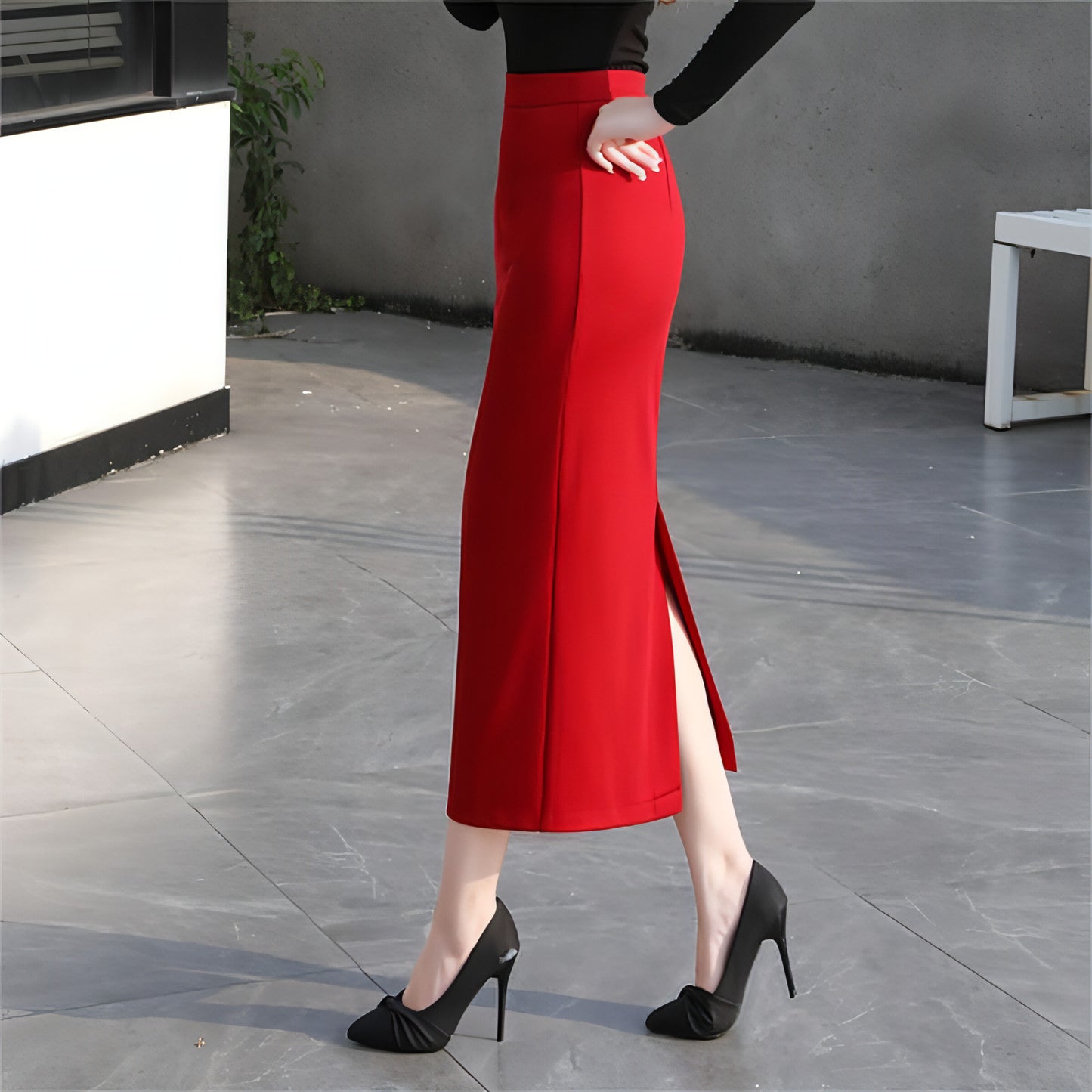 Spring New Back Split Wrap Hip Skirt