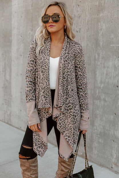 Leopard åpen front cardigan