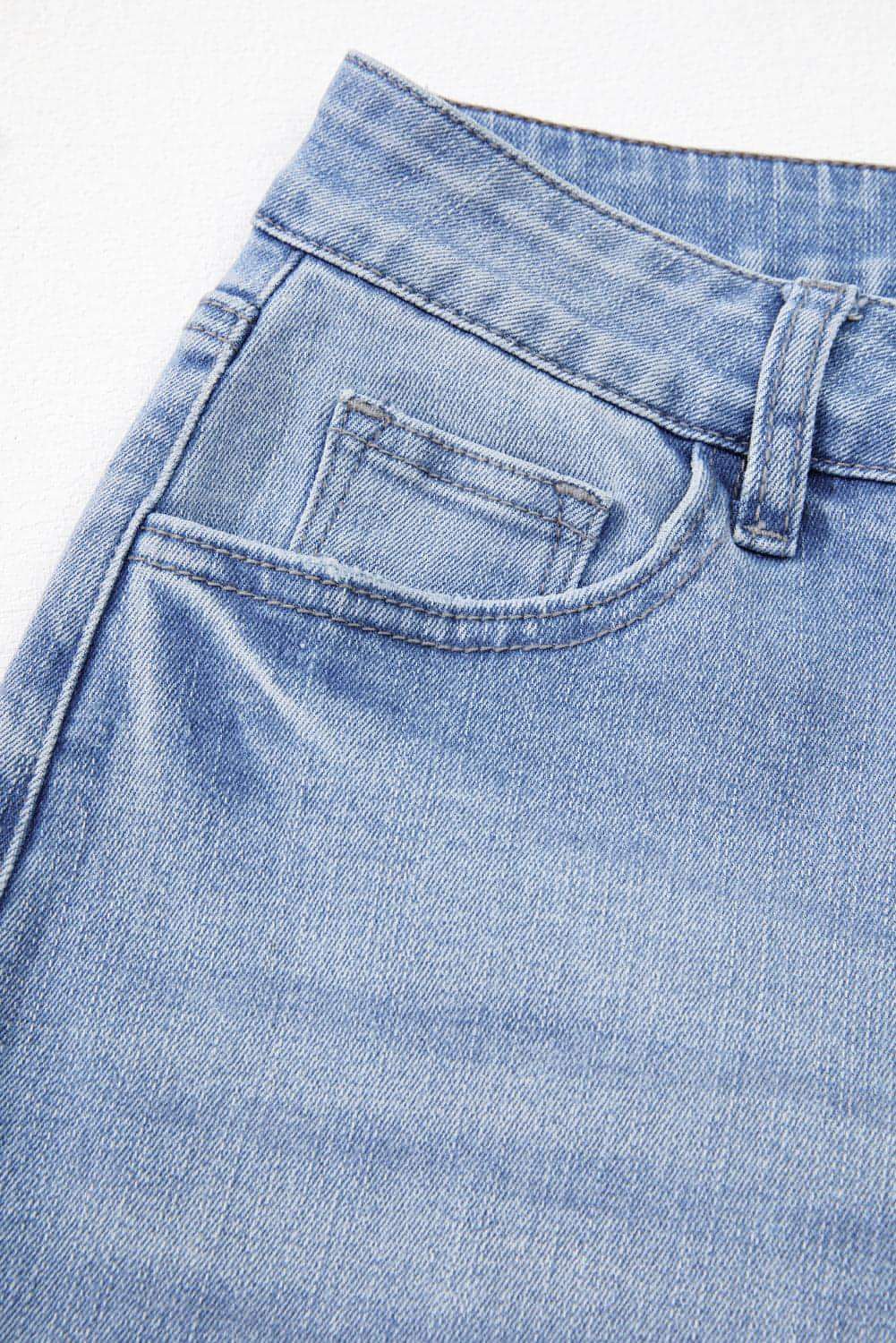 Beau Blue Mineral Wash Raw Hem High Waist traperice