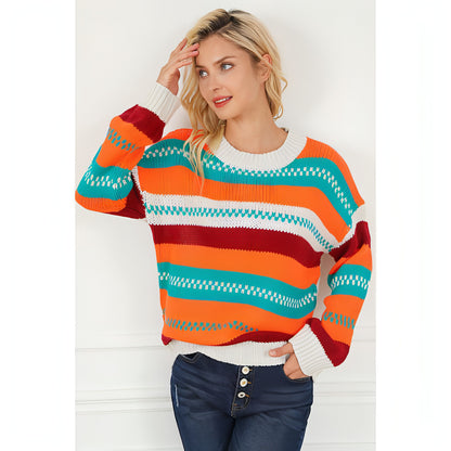 Loose Color Pullover Regular Sleeve Sweater Women