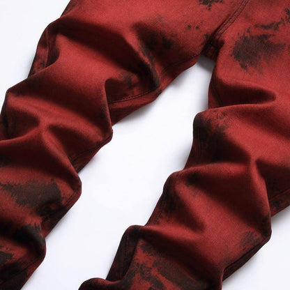 Stretch Tie Dyed Red Brick Men 's Jeans