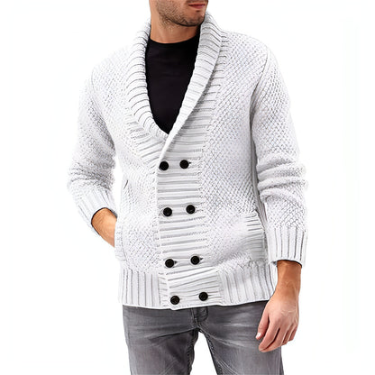 Fashion Simple Solid Color Men's Comfortable Long Sleeve Lapel Sweater