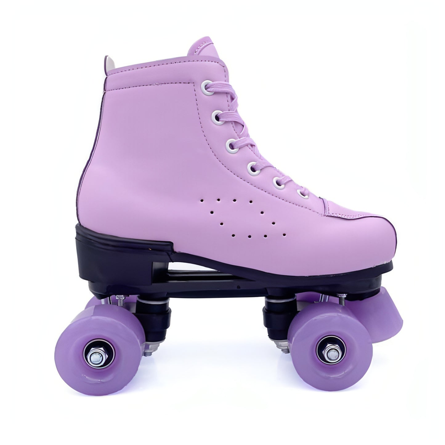 Patins roxos de couro de linha dupla