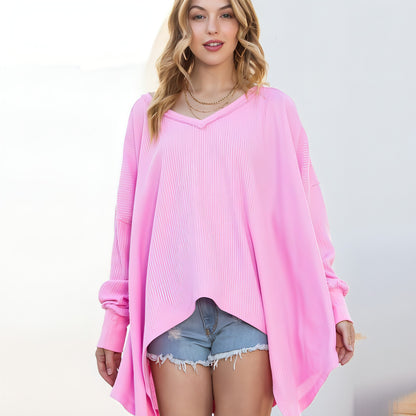 Solid Color Exposed Loose Long-sleeved Sweater