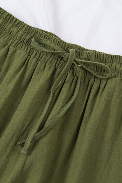 Pantaloni con gambe lunghe e dritte con tasche elastiche in vita con coulisse verde