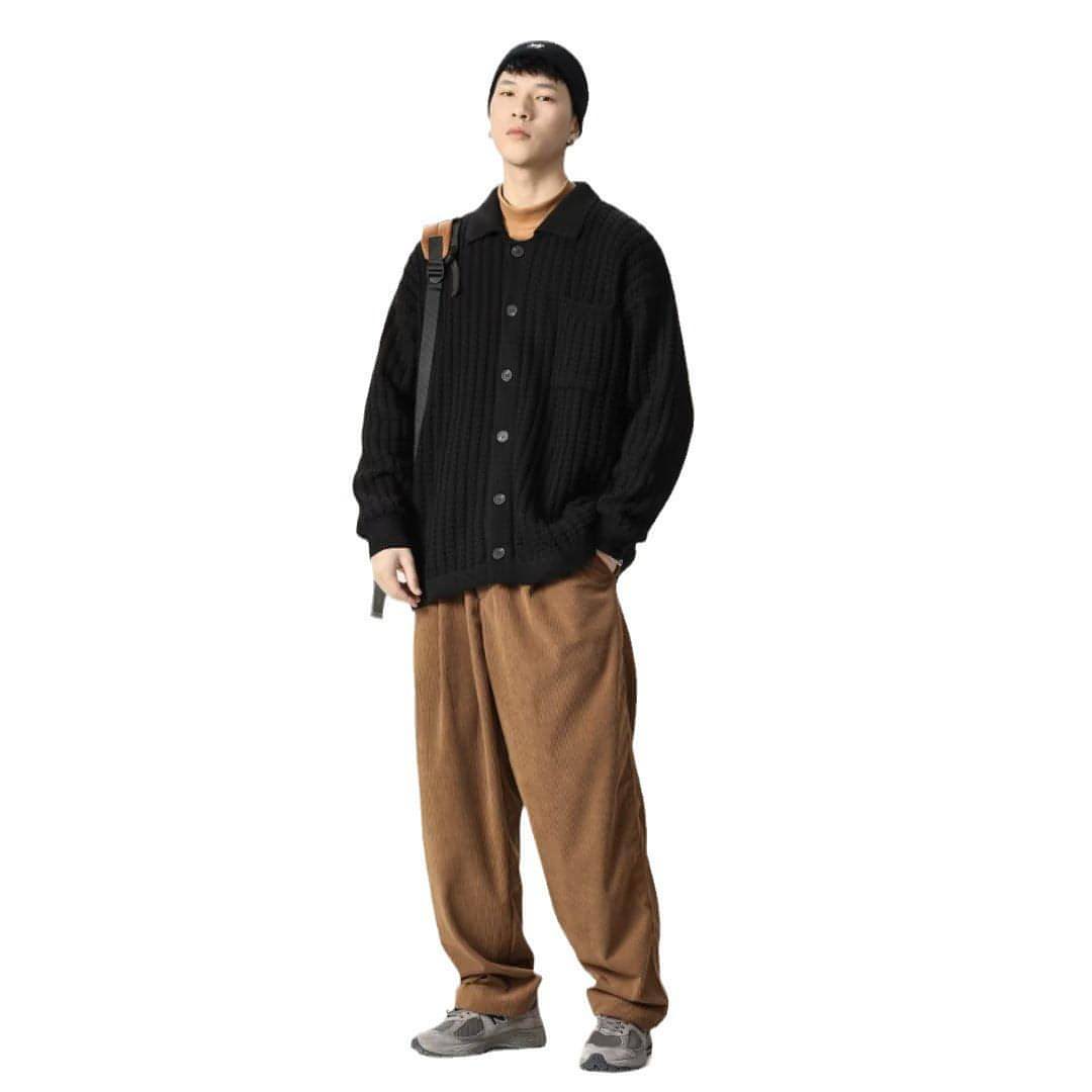 Loose Oversized Solid Color Knit Sweater Men