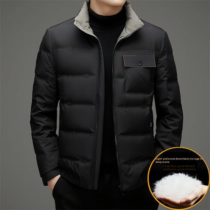 Men's Winter Stand Collar Short Thickened Warm Outdoor Down Jacket