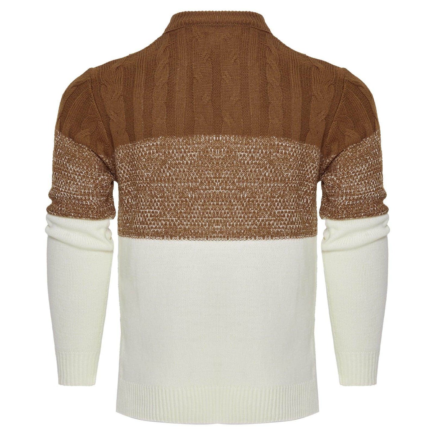 Men's Casual Color Block Long Sleeve Cable Knit Pullover Sweater