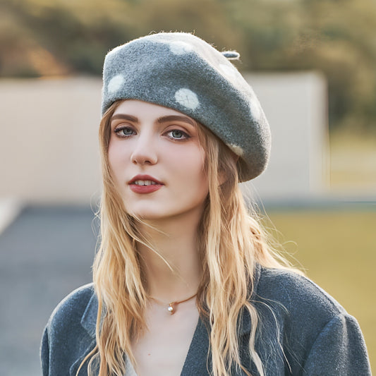 Gorro de pintor grueso, cálido, retro y versátil para mujer