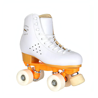 Patins de rolos pretos de quatro rodas com rodas PU de freio ajustáveis