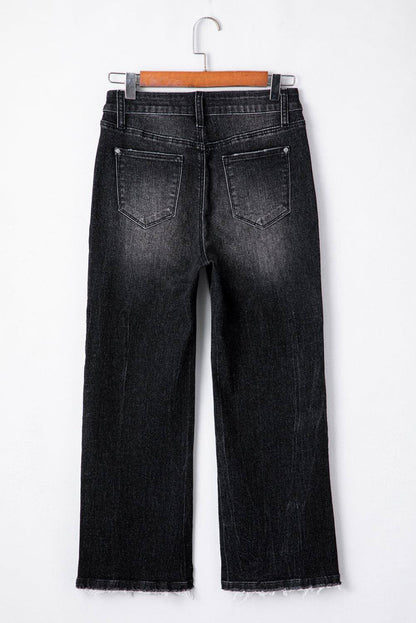 Ausgestellte Jeans mit hohem Bund und hohem Bund in Carbon-Grau und Mineralwaschung