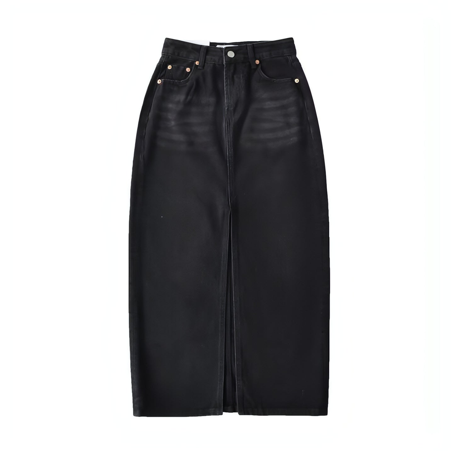 A1. Front Slit Hem Lock Street Denim Skirt