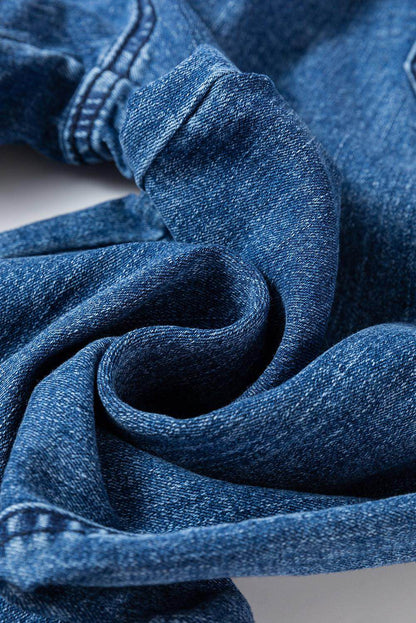 Sail Blue Mineral Wash Snøring Midje Løs Straight Denim Bukser