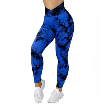 Leggings sin costuras con efecto tie dye para mujer, pantalones de yoga, leggings push up para deporte, fitness, correr, gimnasio