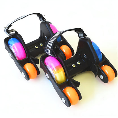 One 1Pair Children Roller Skates Adjustable Size Four-wheeled PU 4 Fire Wheels