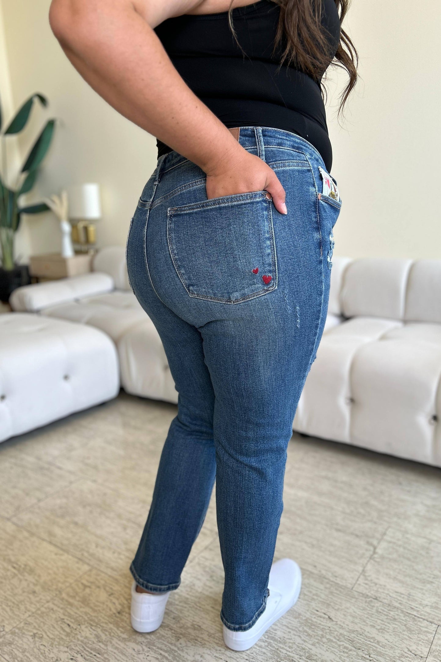 Judy Blue em tamanho grande Rainha de Coin Pocket Bf Jeans