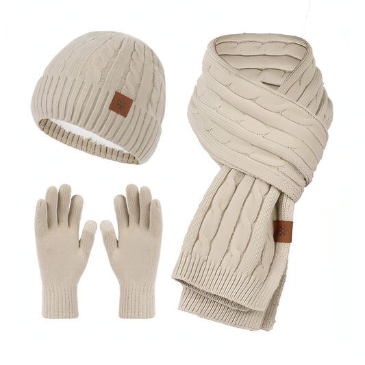 Conjunto de tres piezas de guantes y gorro