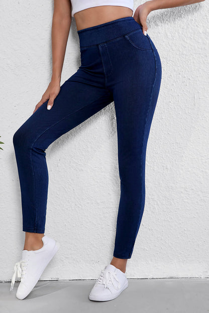 Ashleigh Blue Solid Color High Taille Stretchy Slim Fit Jeggings