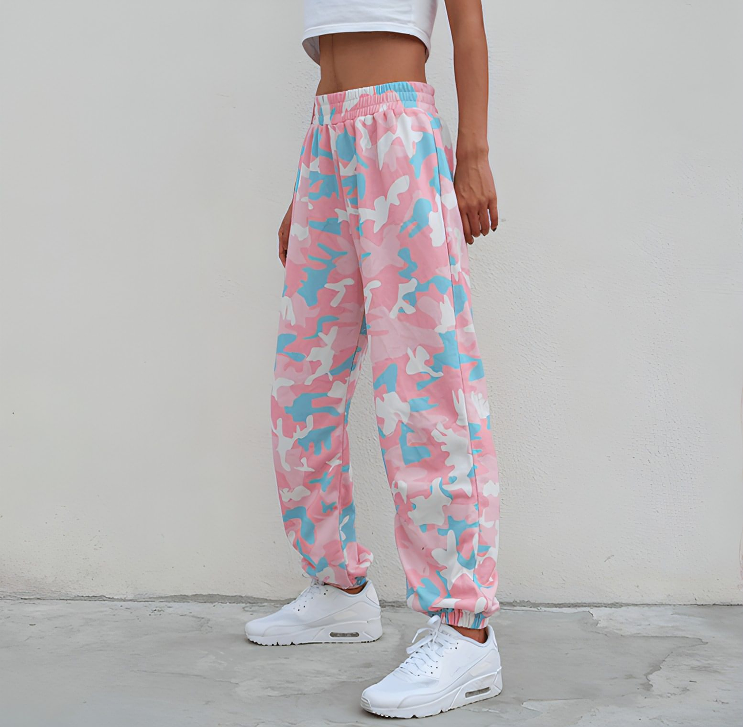 Camouflage Pants Spring High Waist Casual Joggers Elastic Sweatpants Women